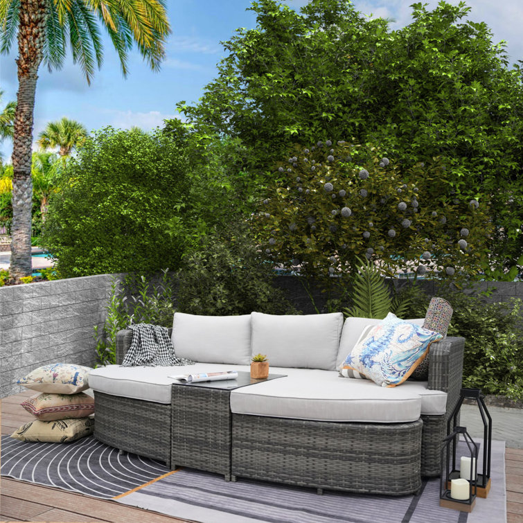 Ebern Designs Laliya 226Cm Wide Outdoor Garden Daybed with Cushions